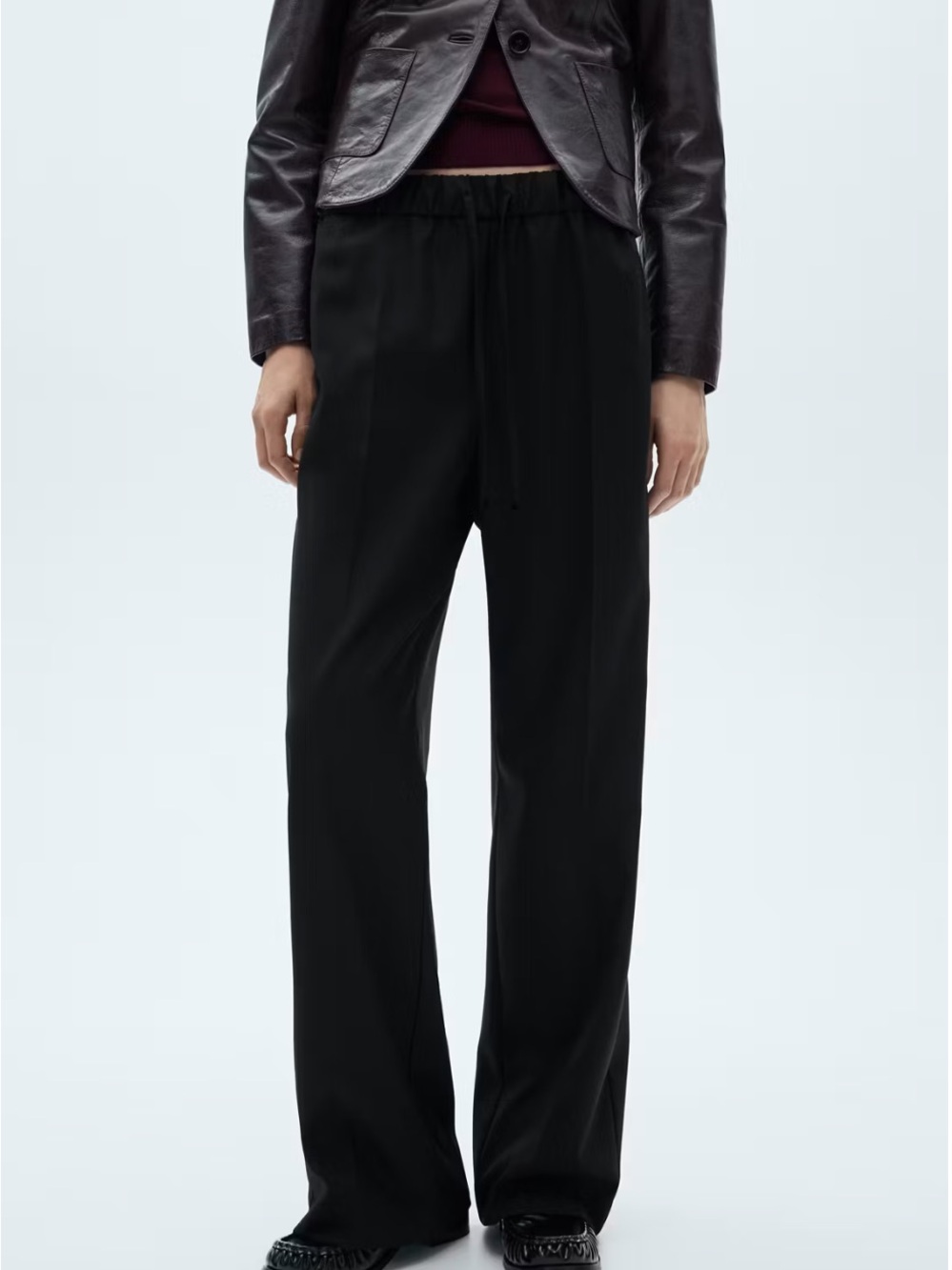 Mango Black Wide-Leg Pants NWT